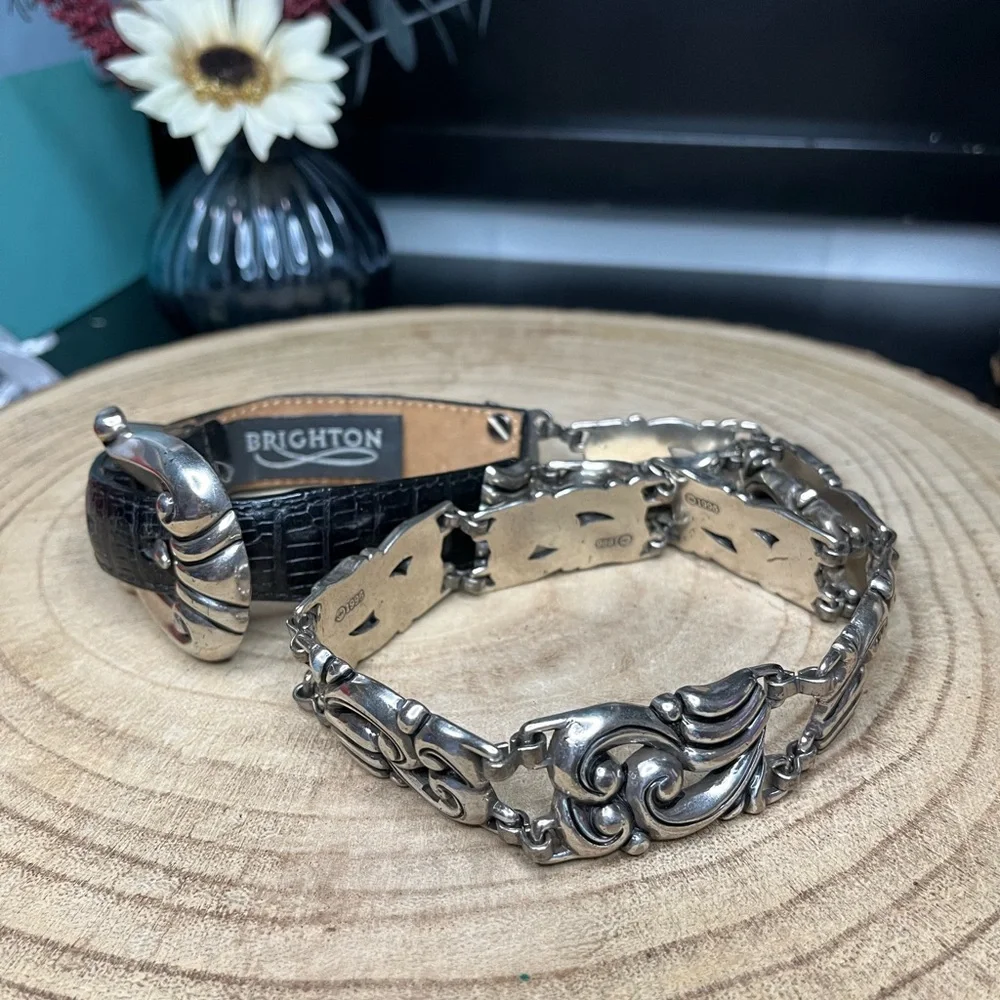 Brighton classic belt Elegant Silver and Black medium - Picture 4 of 7